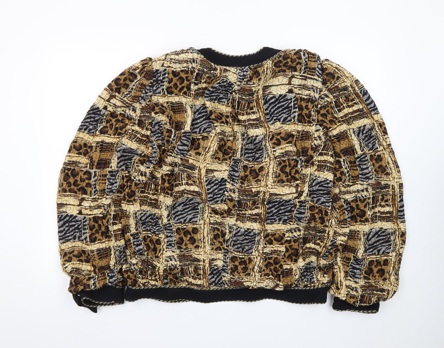 Teri Jon Womens Multicoloured Animal Print Silk Bomber Jacket Size 10