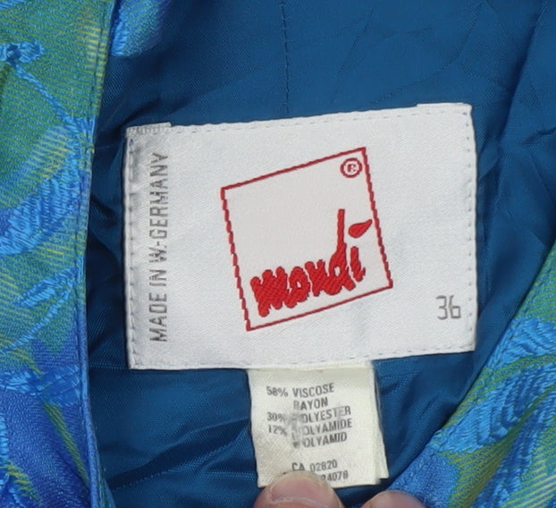Mondi Women's Blue Floral Brocade Suit Jacket Size 8 Classic Tailored