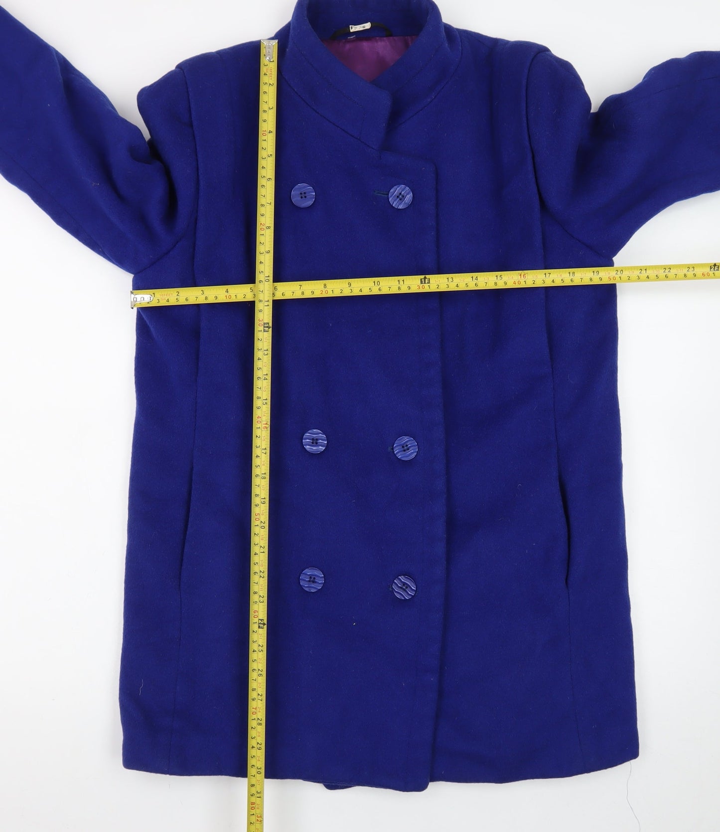 London Fog Women's Blue Wool Pea Coat Size 12 Classic Mid-Length