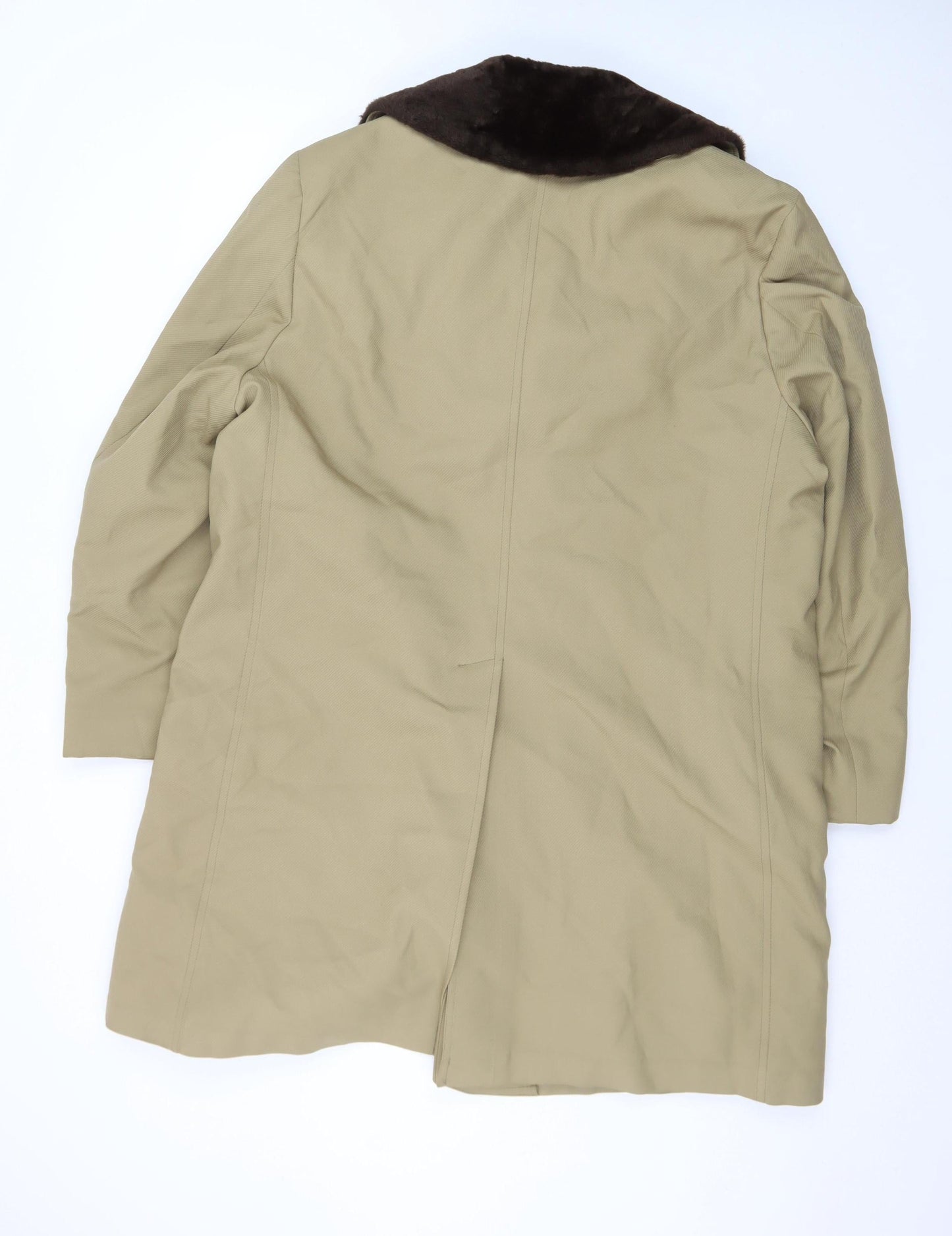 London Fog Men's Beige 44 Classic Overcoat with Faux Fur Collar