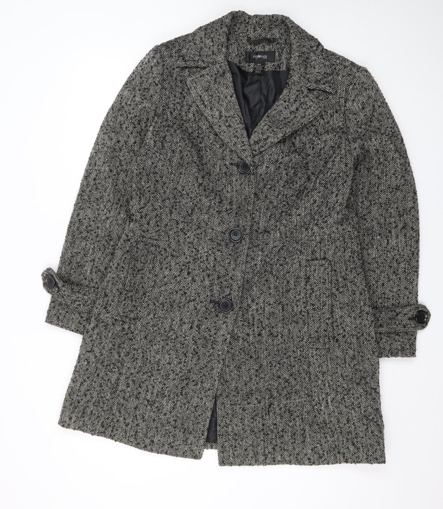 Style & Co Women’s Grey Wool Blend Petite Overcoat Size 12