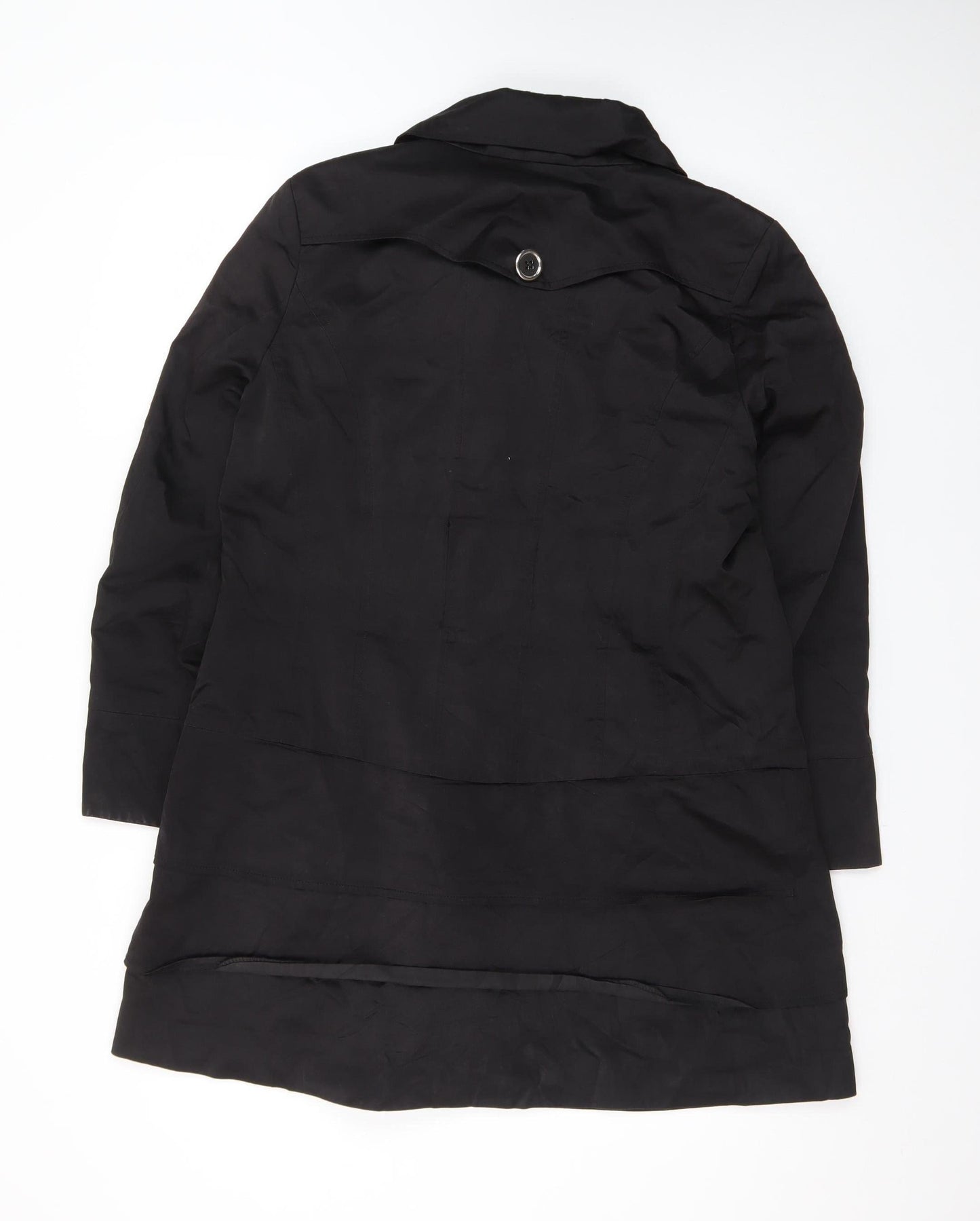 Charles Klein Womens Black L Trench Coat Cotton Blend Buttoned
