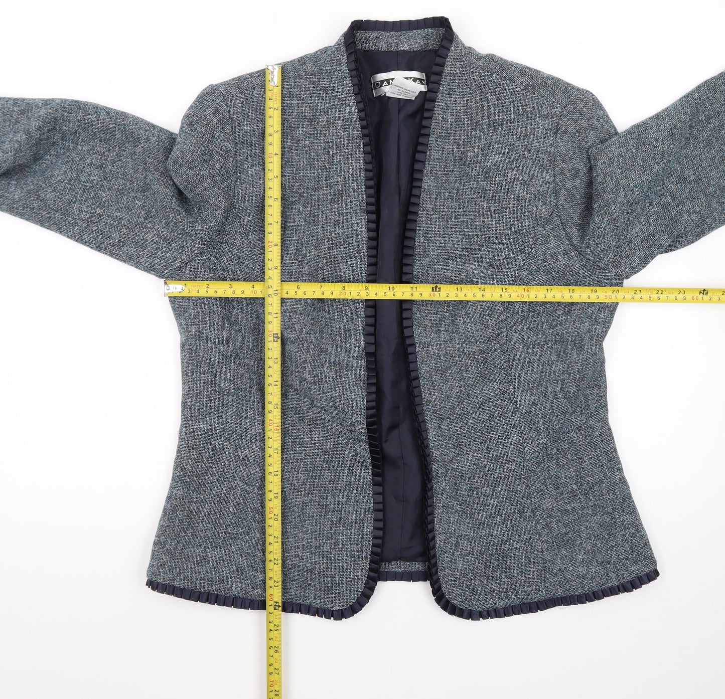 Dana Kay Womens Blue Tweed Blazer Jacket Size 12 Classic Lined Workwear