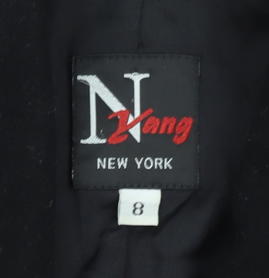 N Yang New York Women's Black Wool Pea Coat Size 8 Classic Mid-Length