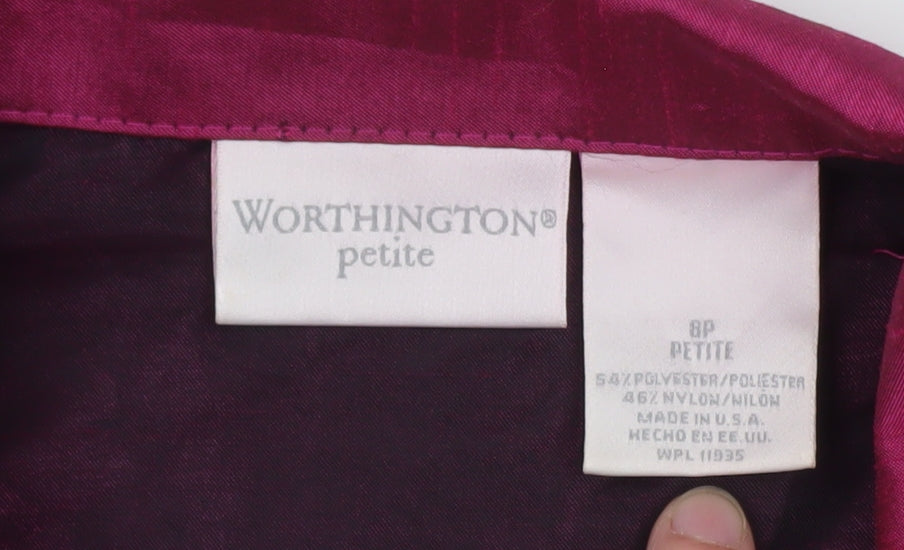 Worthington Women Pink Petite Suit Jacket 8P Tailored Two-Button Blazer