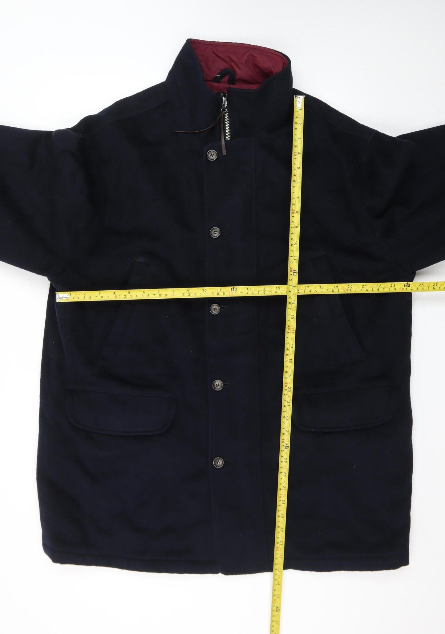 Eddie Bauer Men’s Black Wool Blend Mid-Length Overcoat L