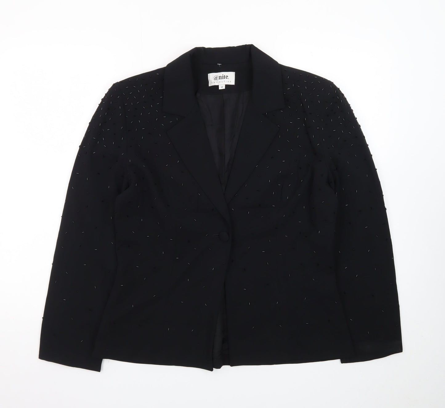 @nite Collection Women’s Black Embellished Tuxedo Blazer Size 12