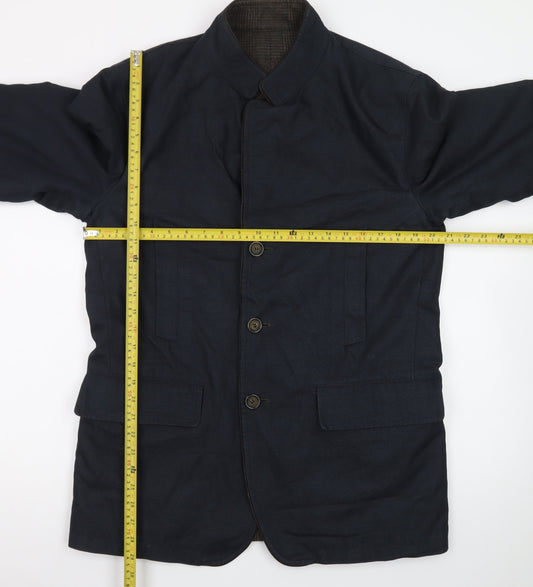 Zerosettanta Studio Men's Blue Reversible Wool Cashmere Overcoat Size 50