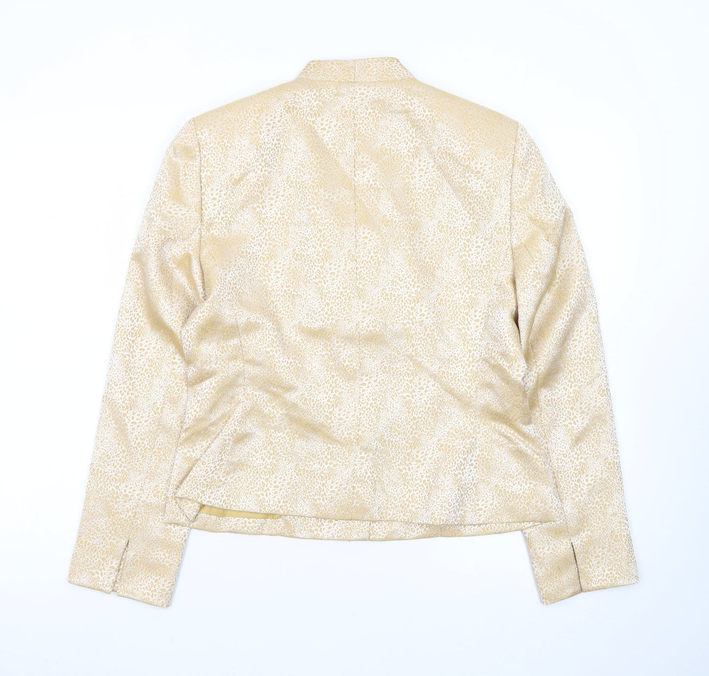 Le Suit Women's Gold Animal Print Single Breasted Jacket Size 8