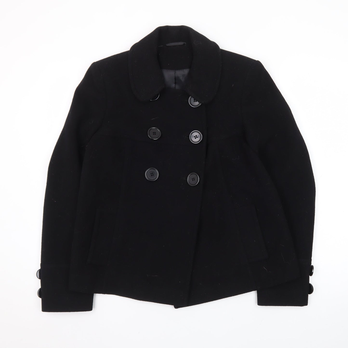Dorothy Perkins Women's Black Wool Pea Coat Size 10