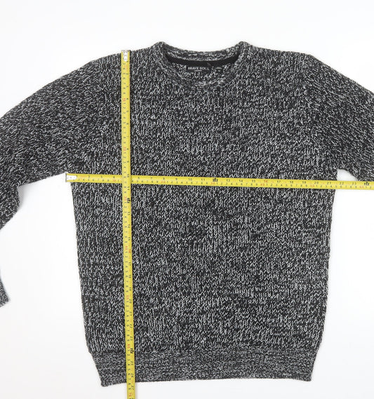 Brave Soul Men's Grey Chunky Knit Crew Neck Jumper Size M