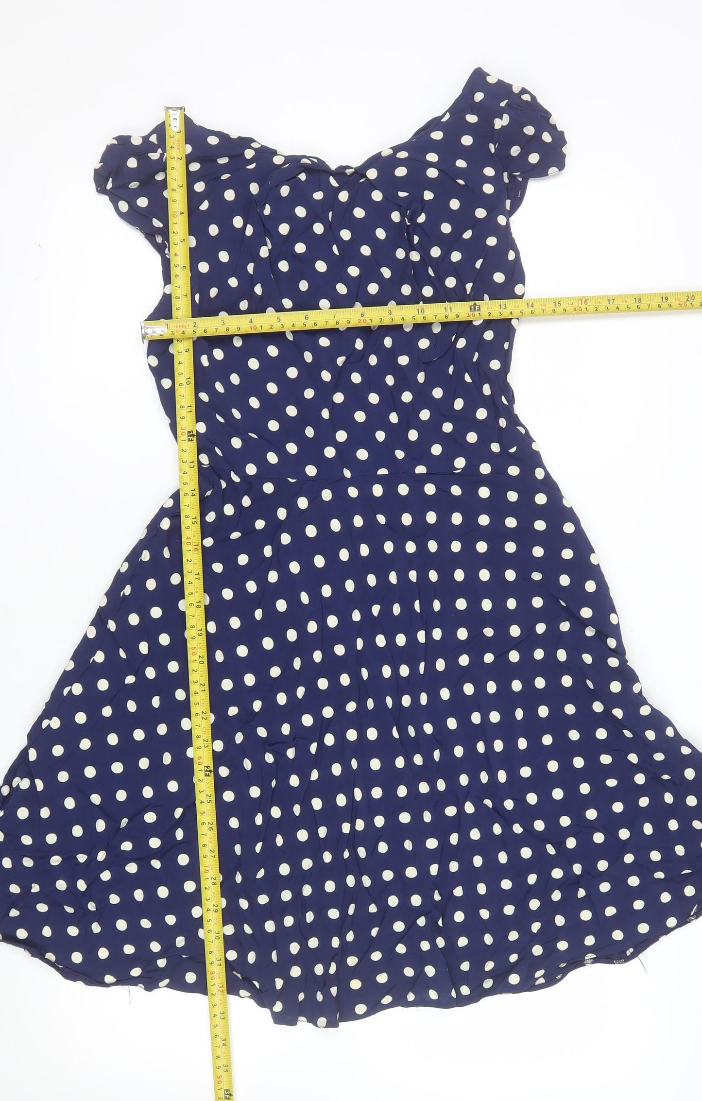 Wallis Women’s Blue Polka Dot A-Line Sleeveless Dress Size 10