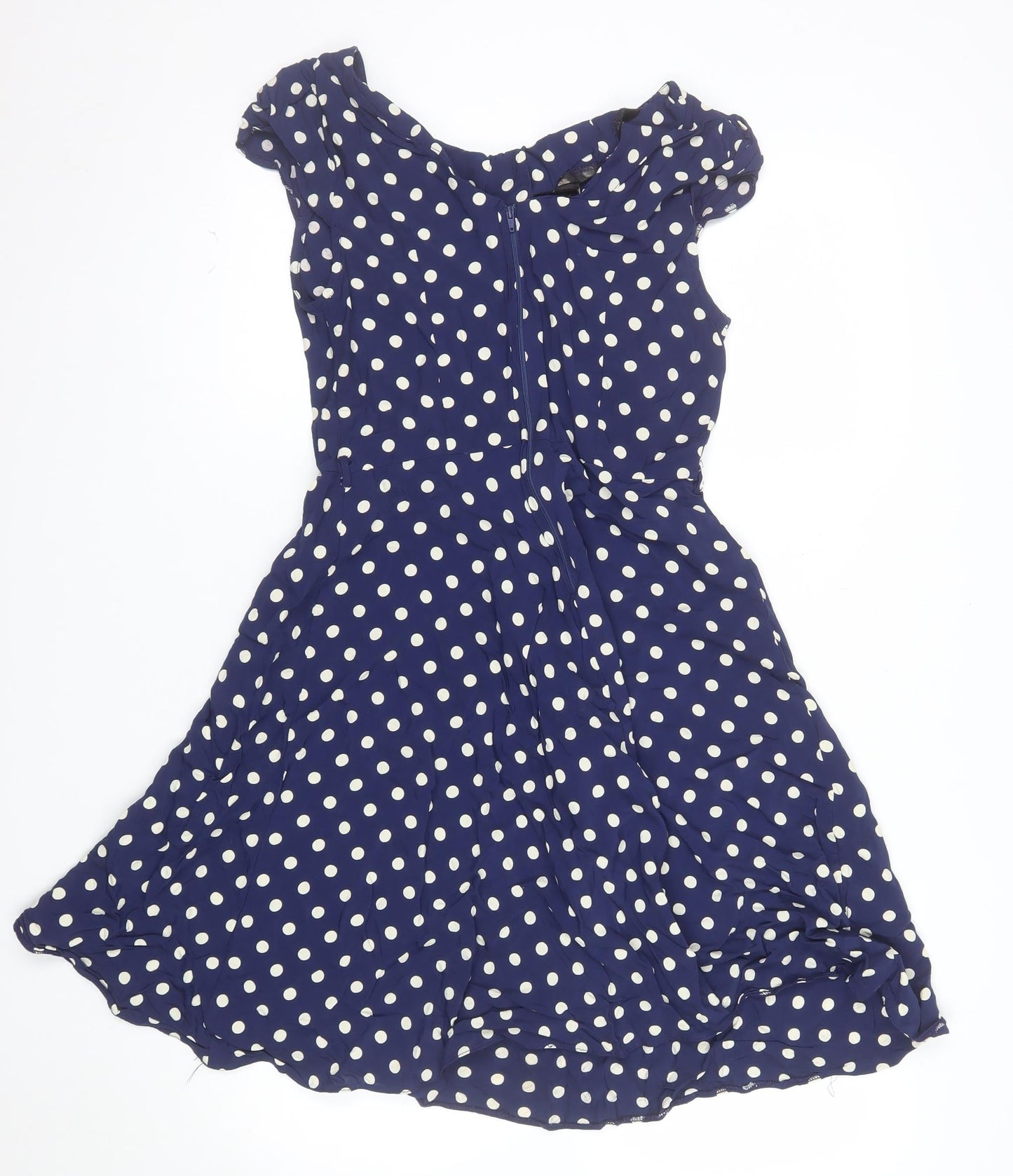 Wallis Women’s Blue Polka Dot A-Line Sleeveless Dress Size 10