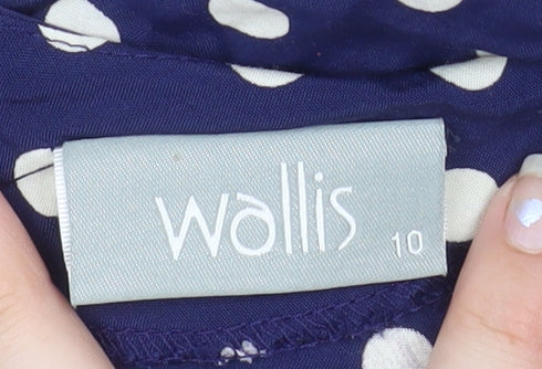 Wallis Women’s Blue Polka Dot A-Line Sleeveless Dress Size 10