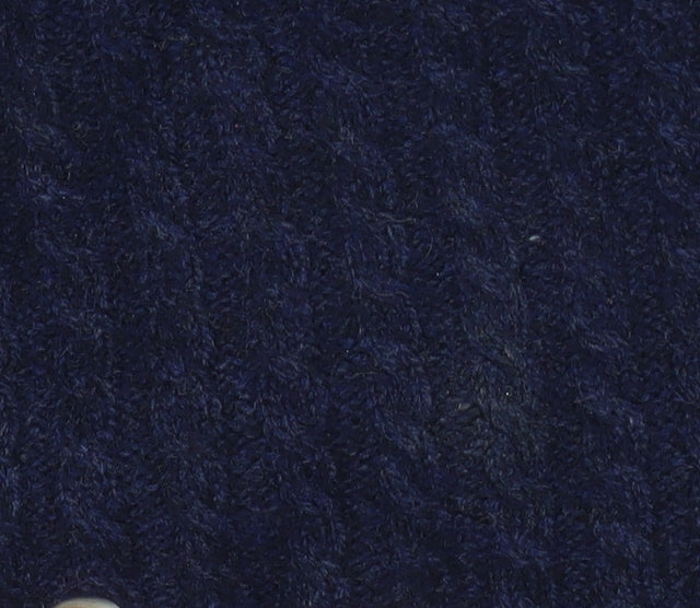 Rowland's Knitwear Men's Blue Wool Cable-Knit Jumper Medium