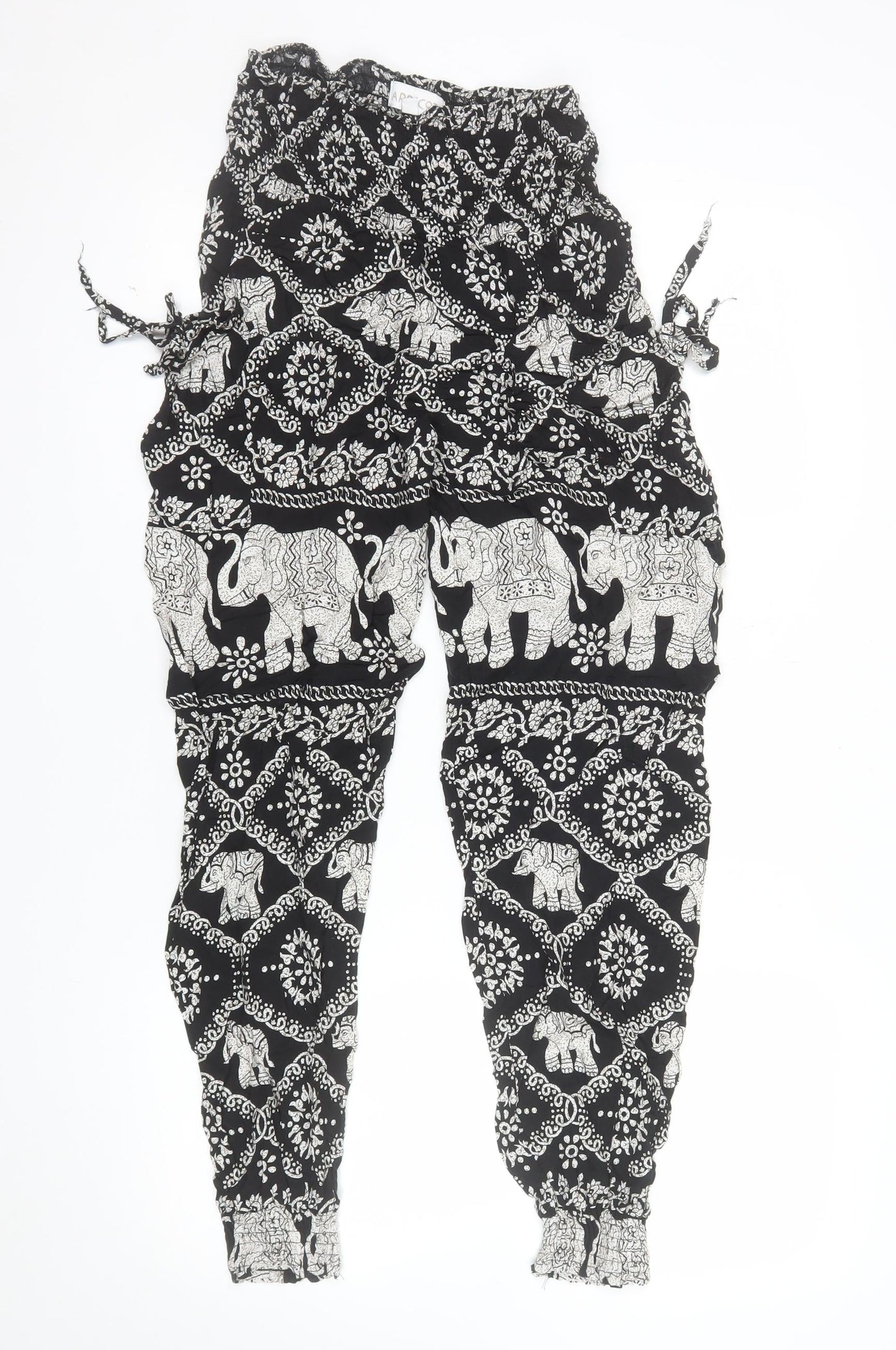 Apricot Womens Black Elephant Print Harem Trousers Size 8