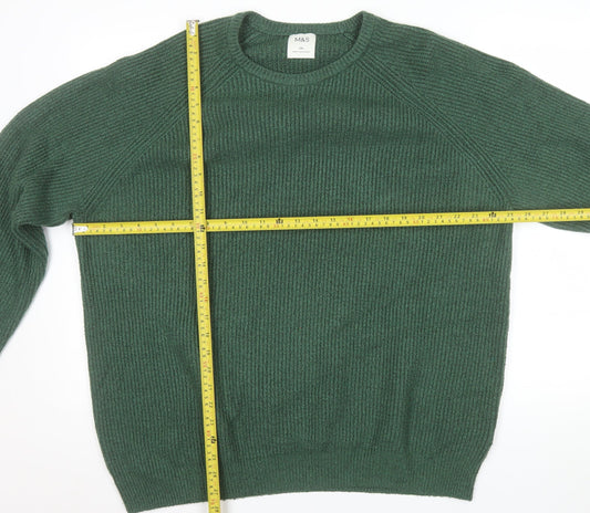 Marks and Spencer Men's Green 3XL Chunky Knit Wool Pullover Jumper
