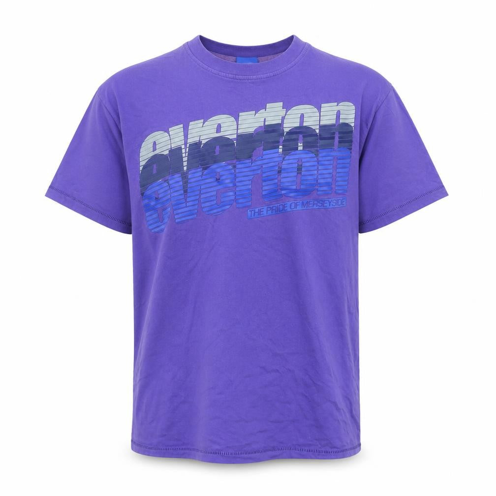 Front view of Everton Men's Purple Graphic Football T-Shirt, size M
