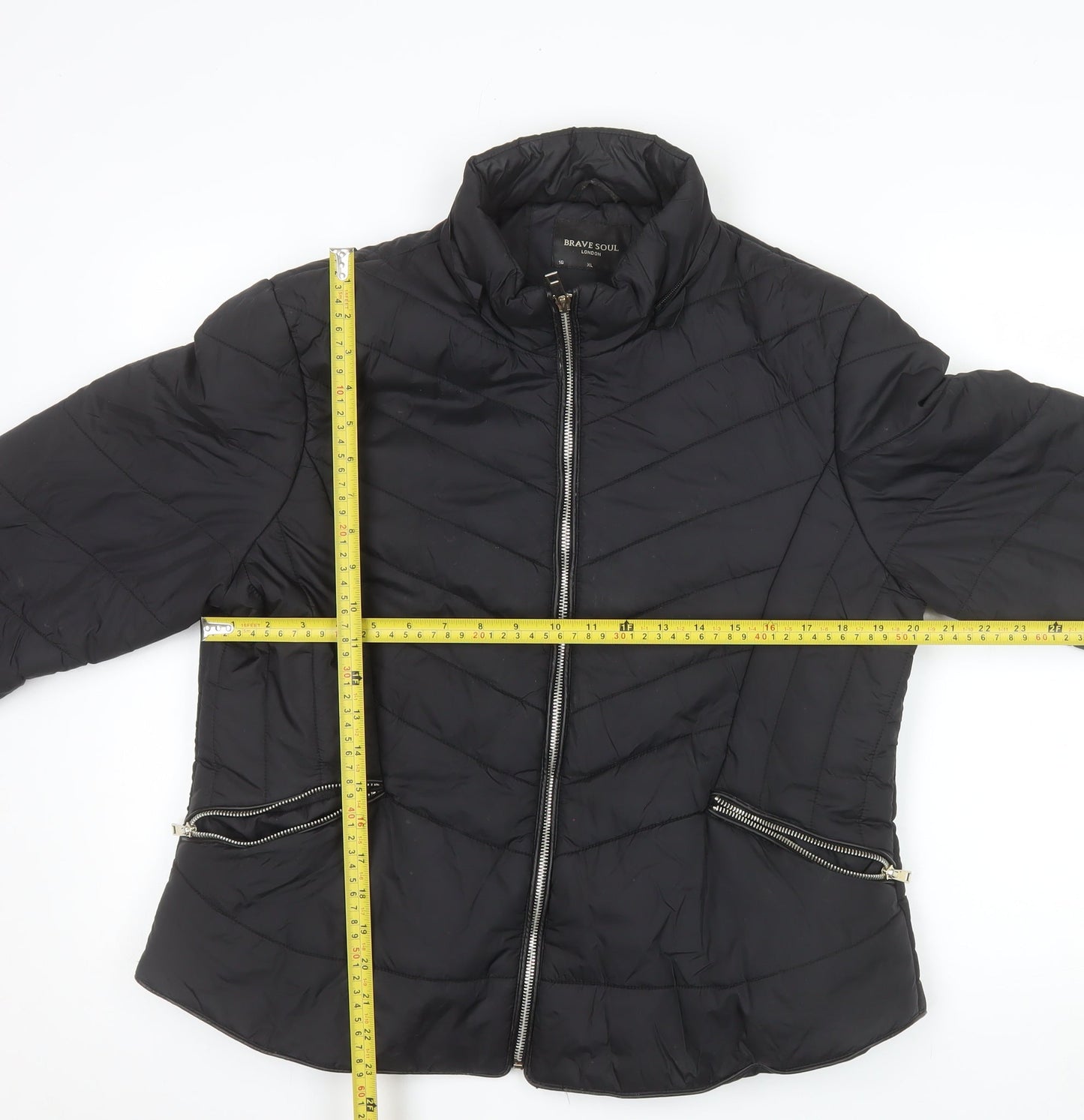 Brave Soul Women's Black Quilted Puffer Jacket Size 16 XL