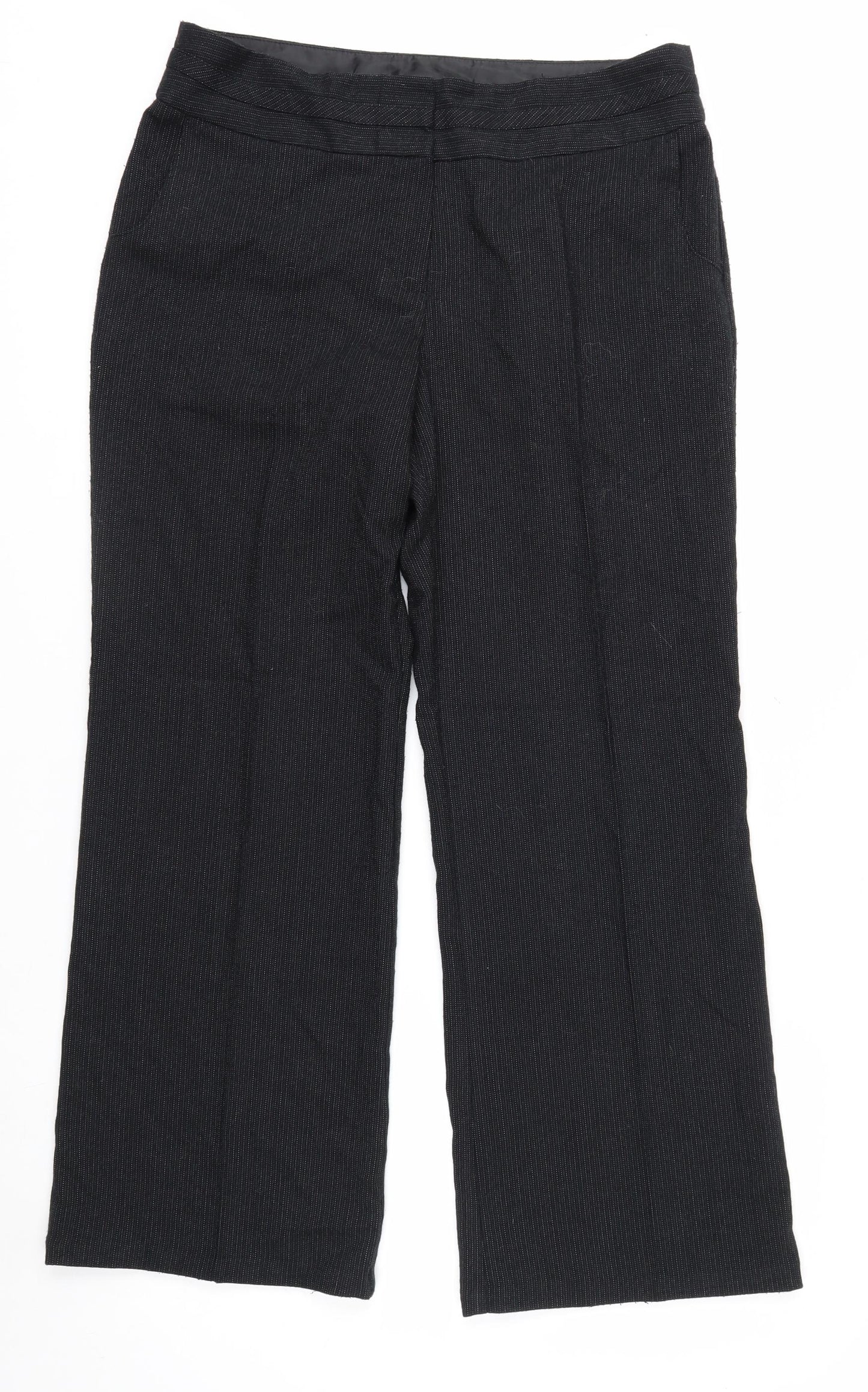 Marks and Spencer Women’s Black Wide-Leg Knit Trousers Size 14
