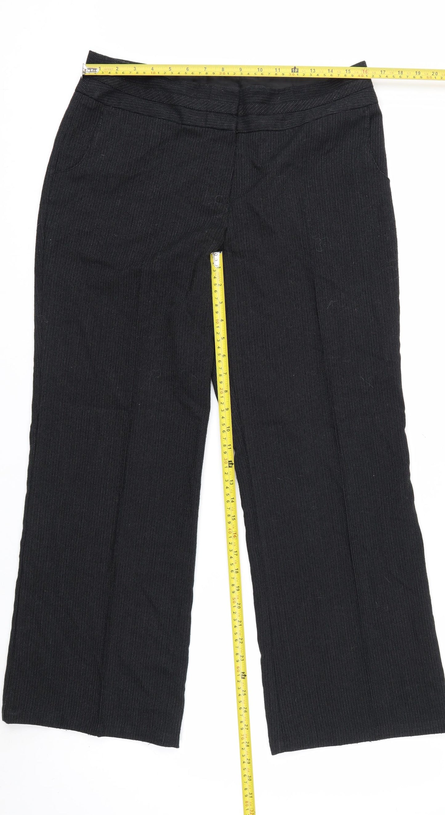 Marks and Spencer Women’s Black Wide-Leg Knit Trousers Size 14