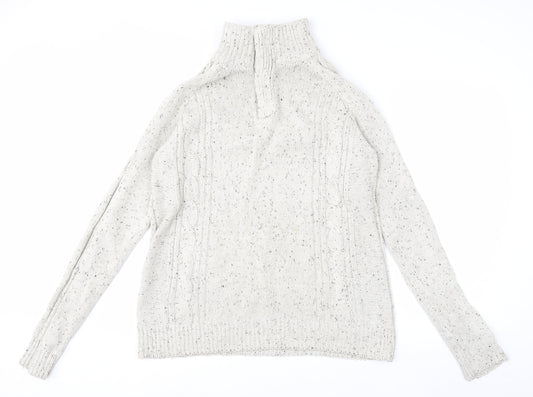 Boston Crew Men's Beige Cable-Knit High Neck Pullover Jumper Size M