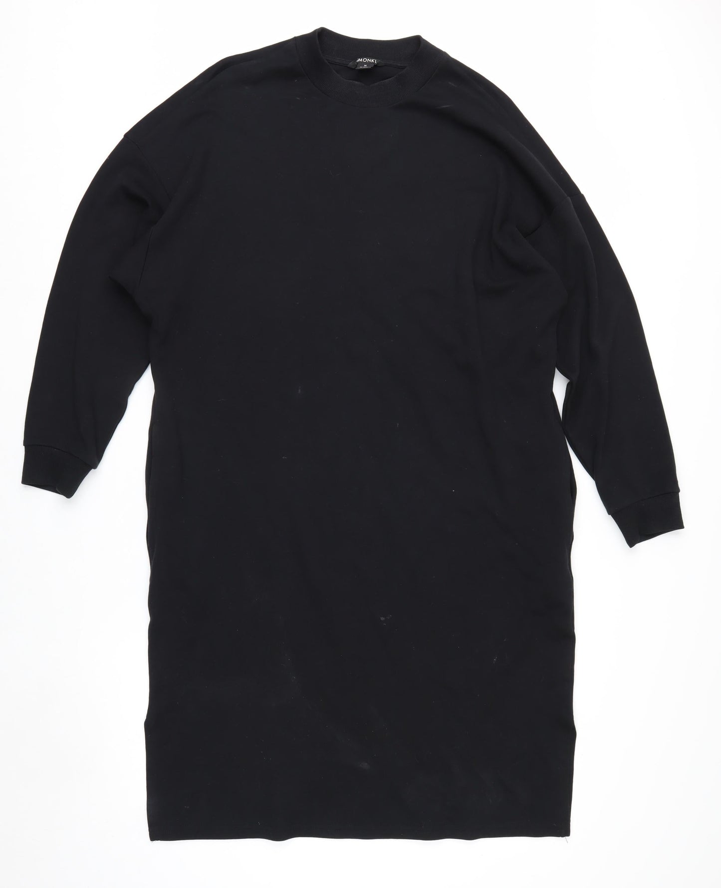 Monki Womens Black Long Sleeve Tunic Sweatshirt Dress Size 12