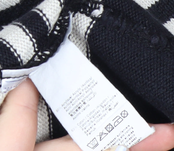 KIABI Women's Black Striped Crew Neck Knit Jumper Size S