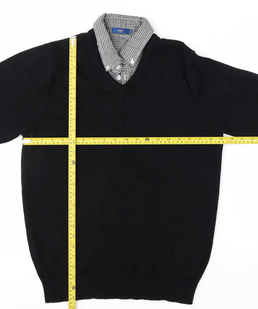 Cotton Traders Men's Black M V-Neck Cotton Pullover Jumper