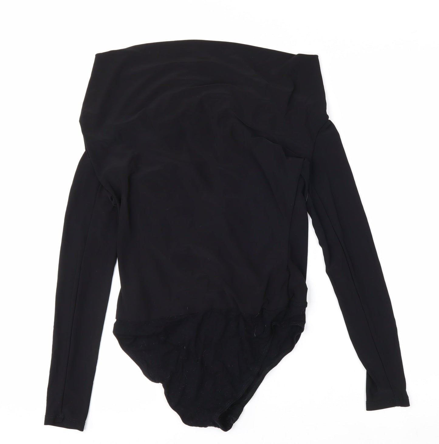 Lipsy Women’s Black Wrap Long Sleeve Off Shoulder Bodysuit Size 8