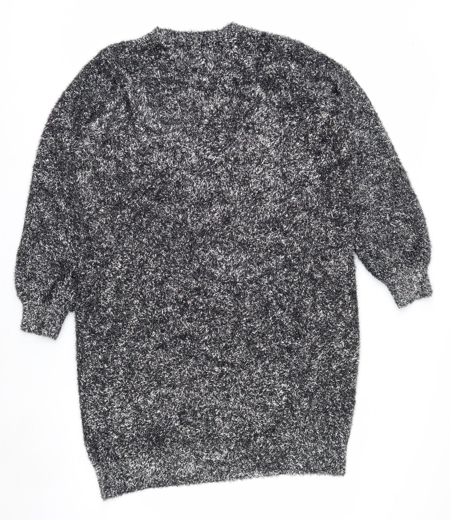Papaya Women Black L Shimmery Long Sleeve Pullover Jumper