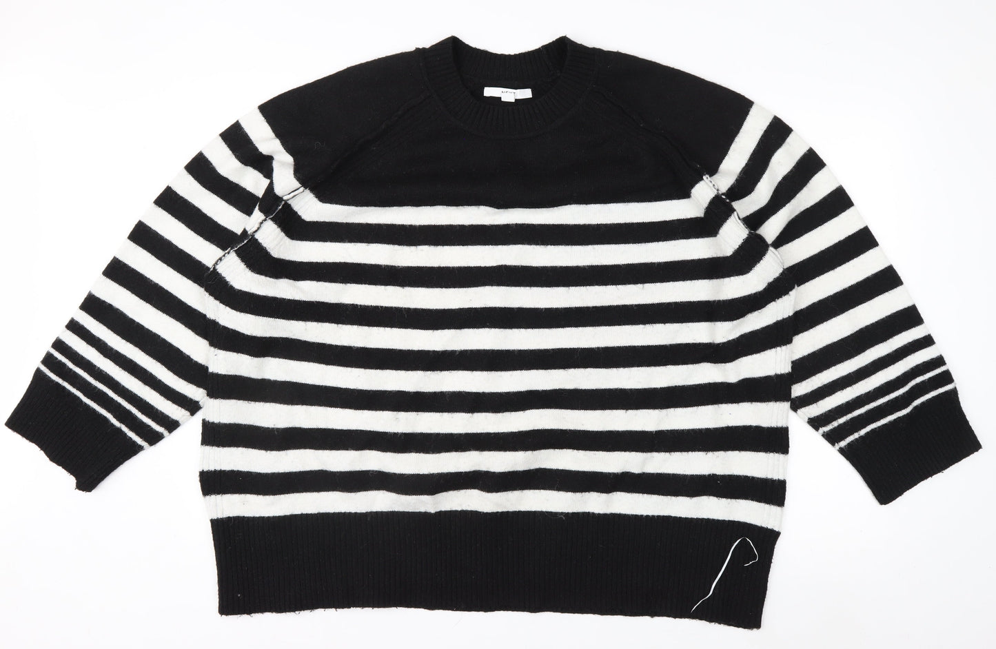 Next Women’s Black White Striped Crew Neck Knit Jumper XL