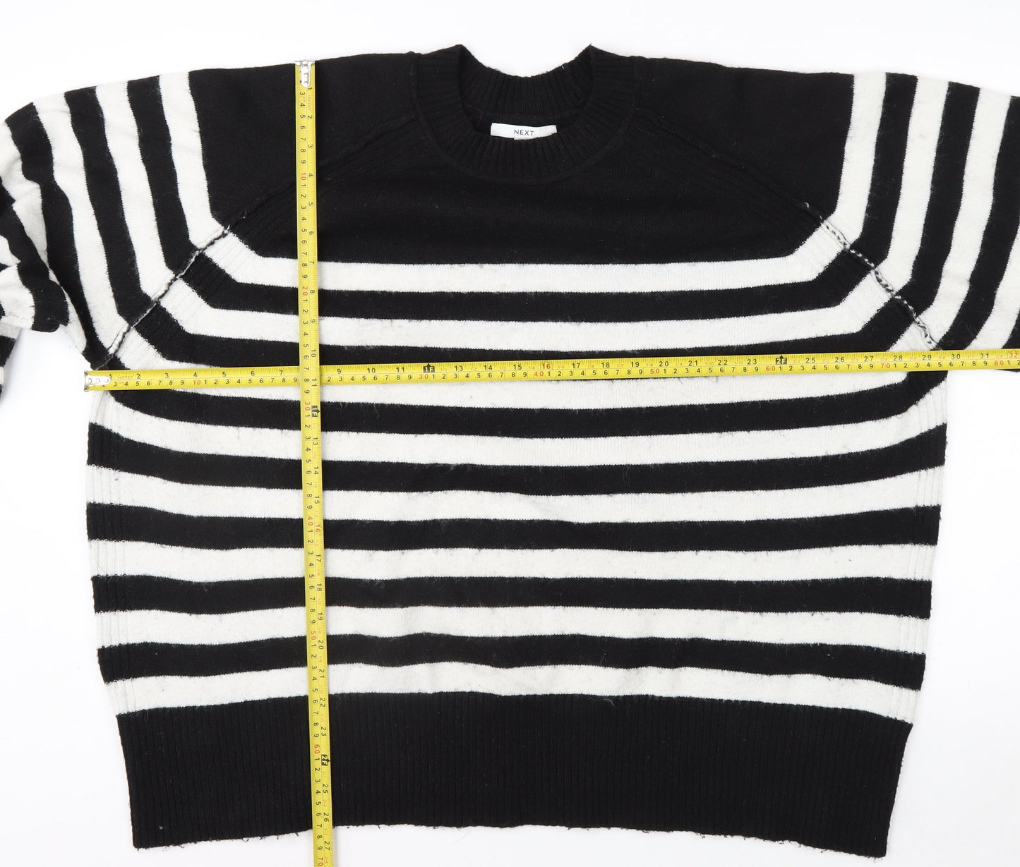 Next Women’s Black White Striped Crew Neck Knit Jumper XL