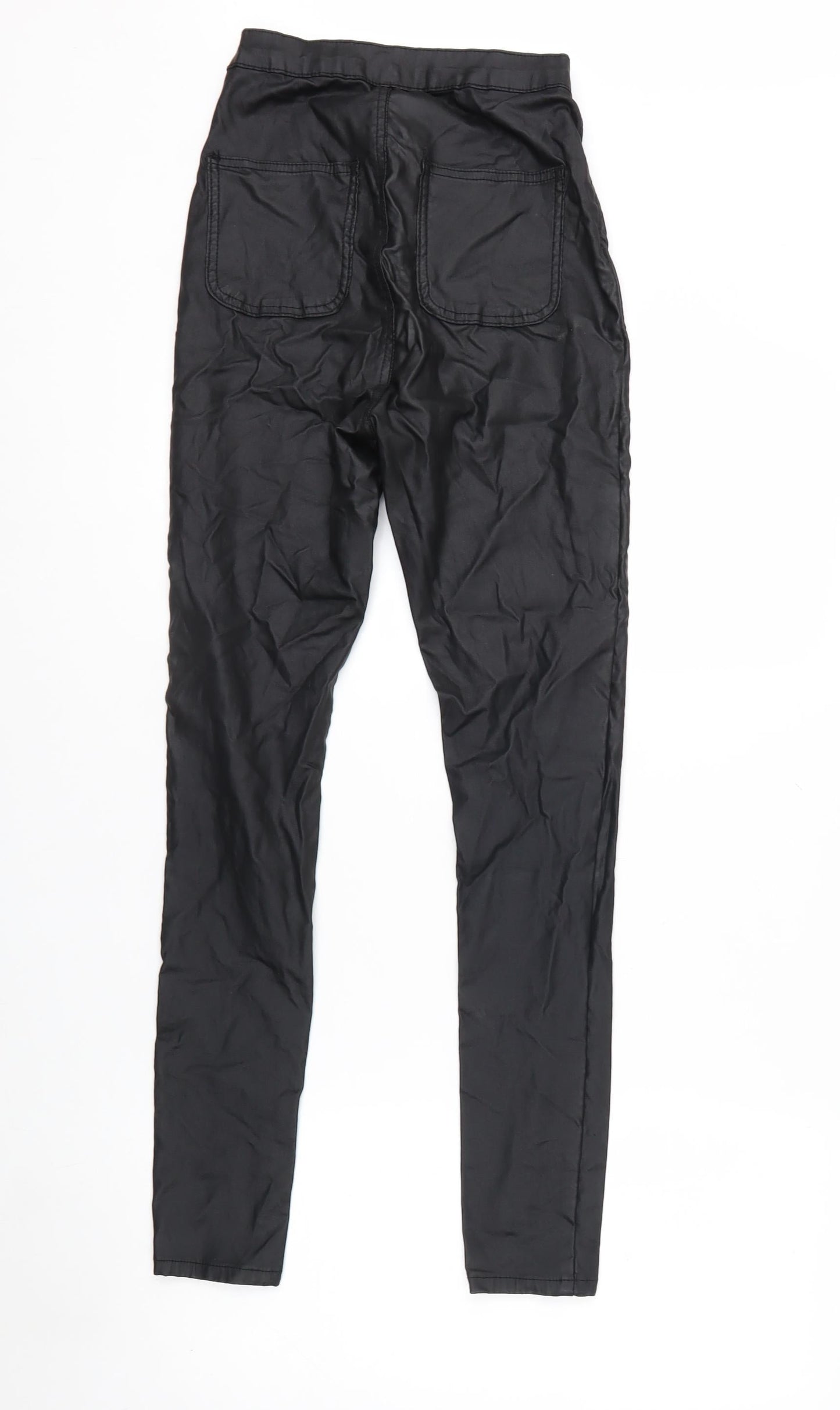 PrettyLittleThing Womens Black Size 8 Skinny Satin High Rise Trousers