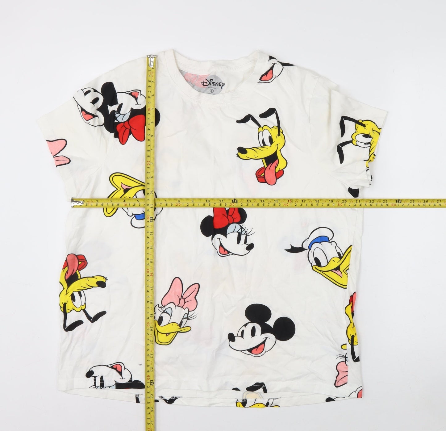 Disney Womens White L Short Sleeve Cotton Cartoon T-Shirt