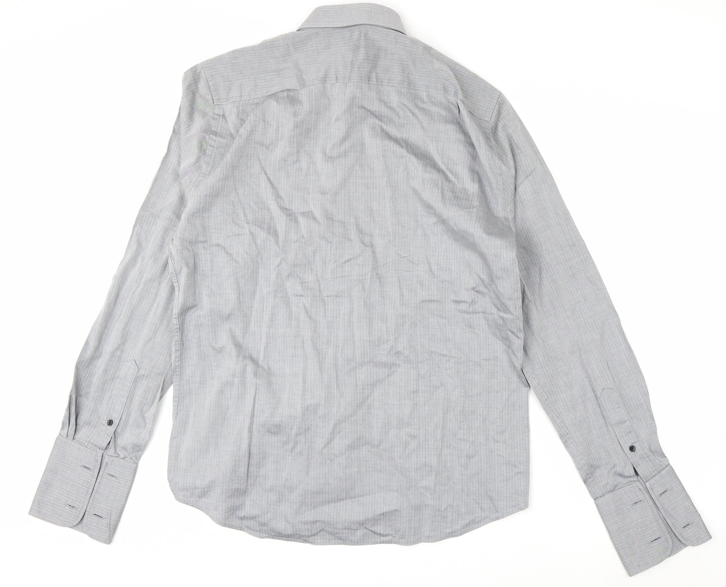 Racing Green Men's Grey 16 Regular Fit Cotton Long Sleeve Formal Shirt