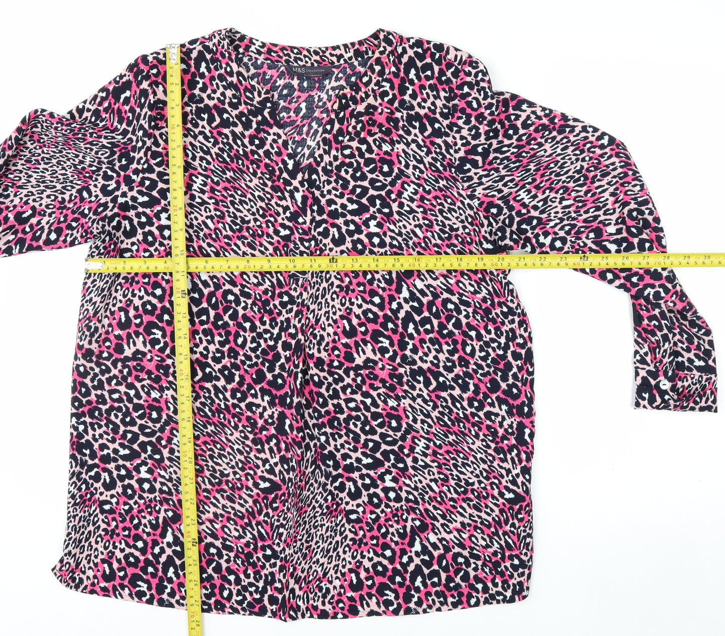 Marks and Spencer Women’s Multicoloured Animal Print Long Sleeve Tunic Blouse Size 14