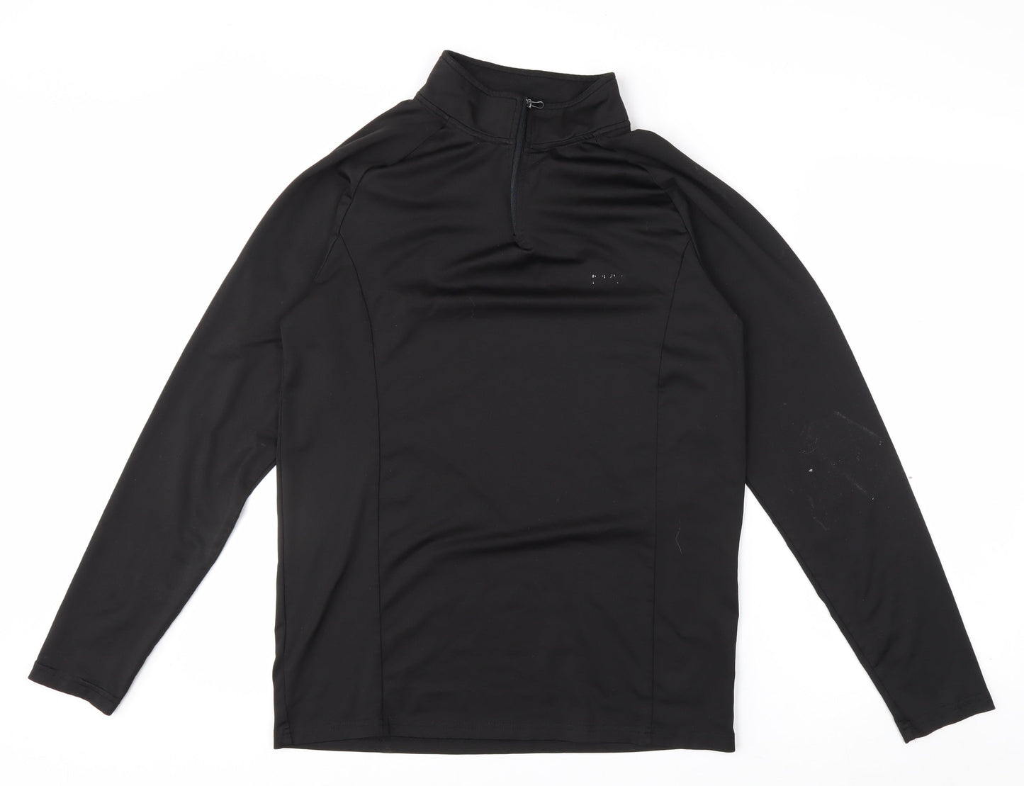 boohooMAN Men’s Black Slim Fit 1/4 Zip Long Sleeve Activewear Top M