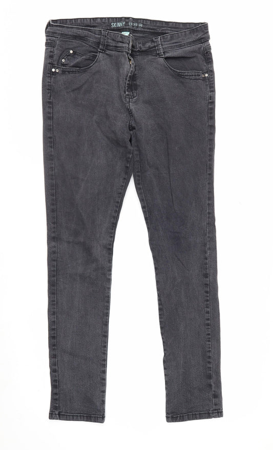 Denim Co Women Grey Skinny Jeans Size 14 Stretch Denim