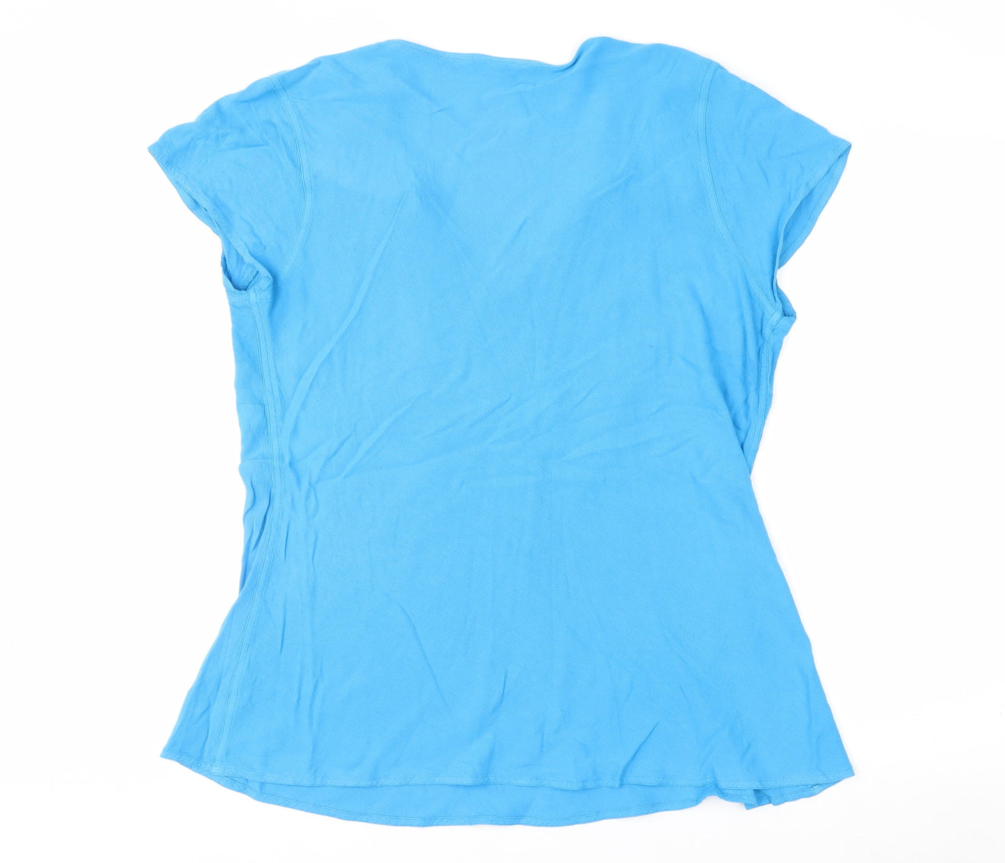 Evans Women Blue Sequin V-Neck Short Sleeve Viscose Tunic Top Size 16