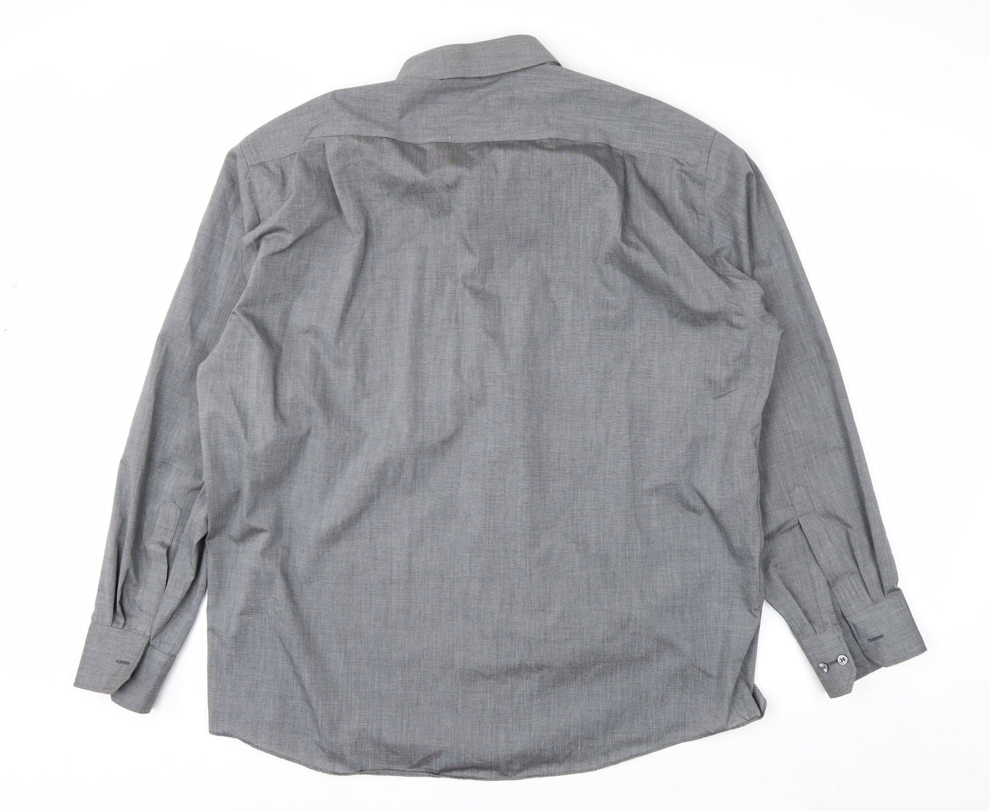 Marks and Spencer Men’s Grey Non-Iron Long Sleeve Shirt Size 17 Regular Fit