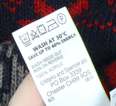 Marks and Spencer Men's Blue XL Christmas Robin Jumper Knit Pullover