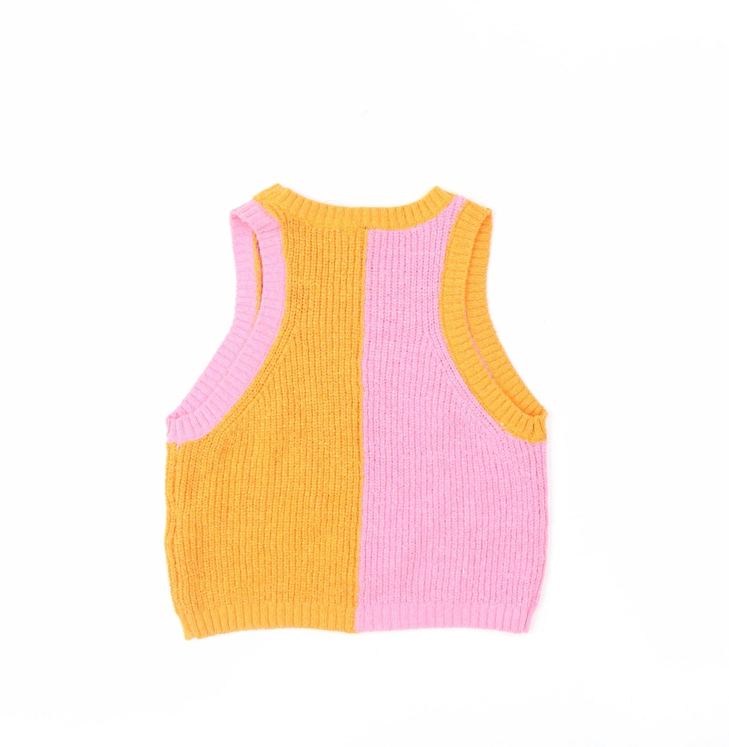H&M Divided Women's Pink Orange Cropped Knit Tank Top Size S
