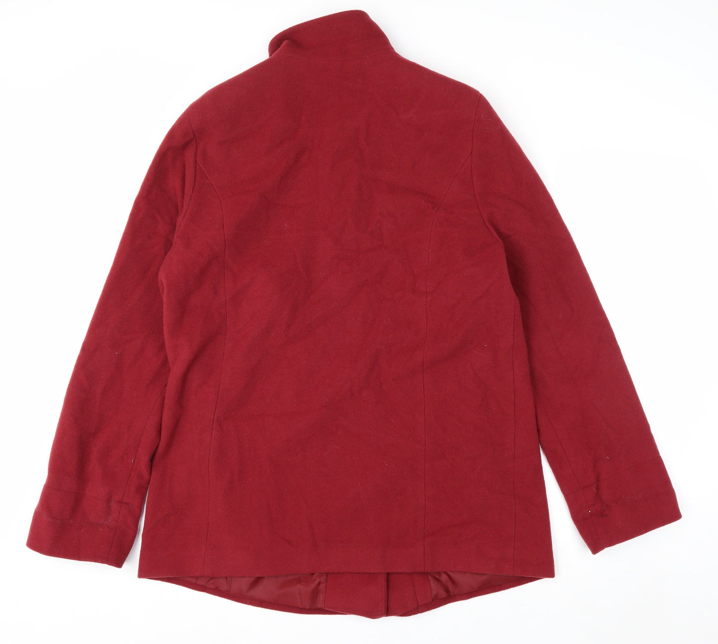 Marks and Spencer Women Red Wool Blend Mid-Length Button Coat Size 14