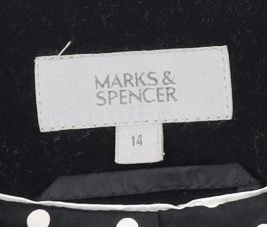 Marks and Spencer Womens Black Wool Blend Cropped Blazer Size 14