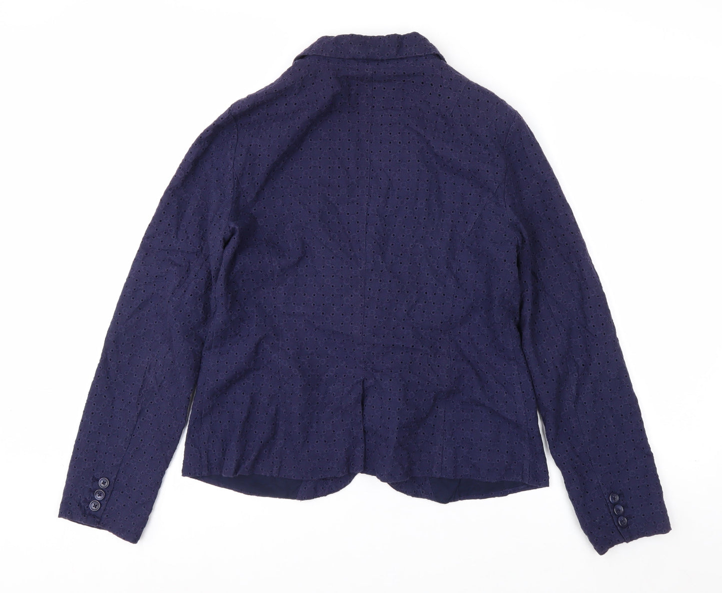 Gap Women's Blue Cotton Lace Blazer UK 8 Classic Notch Lapel Jacket