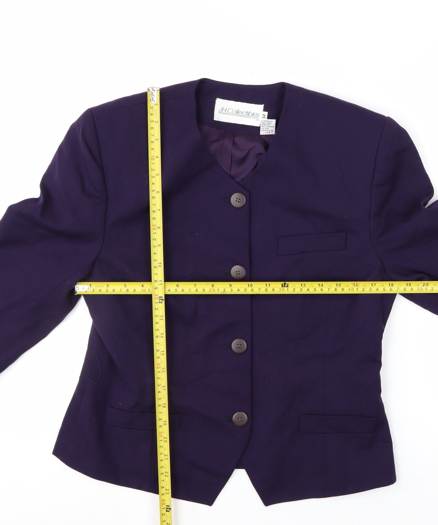 JH Collectibles Womens Purple Wool Suit Jacket Blazer Size 12