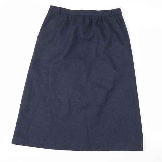 Anderson-Little Women's Blue Wool Blend A-Line Midi Skirt Size 12