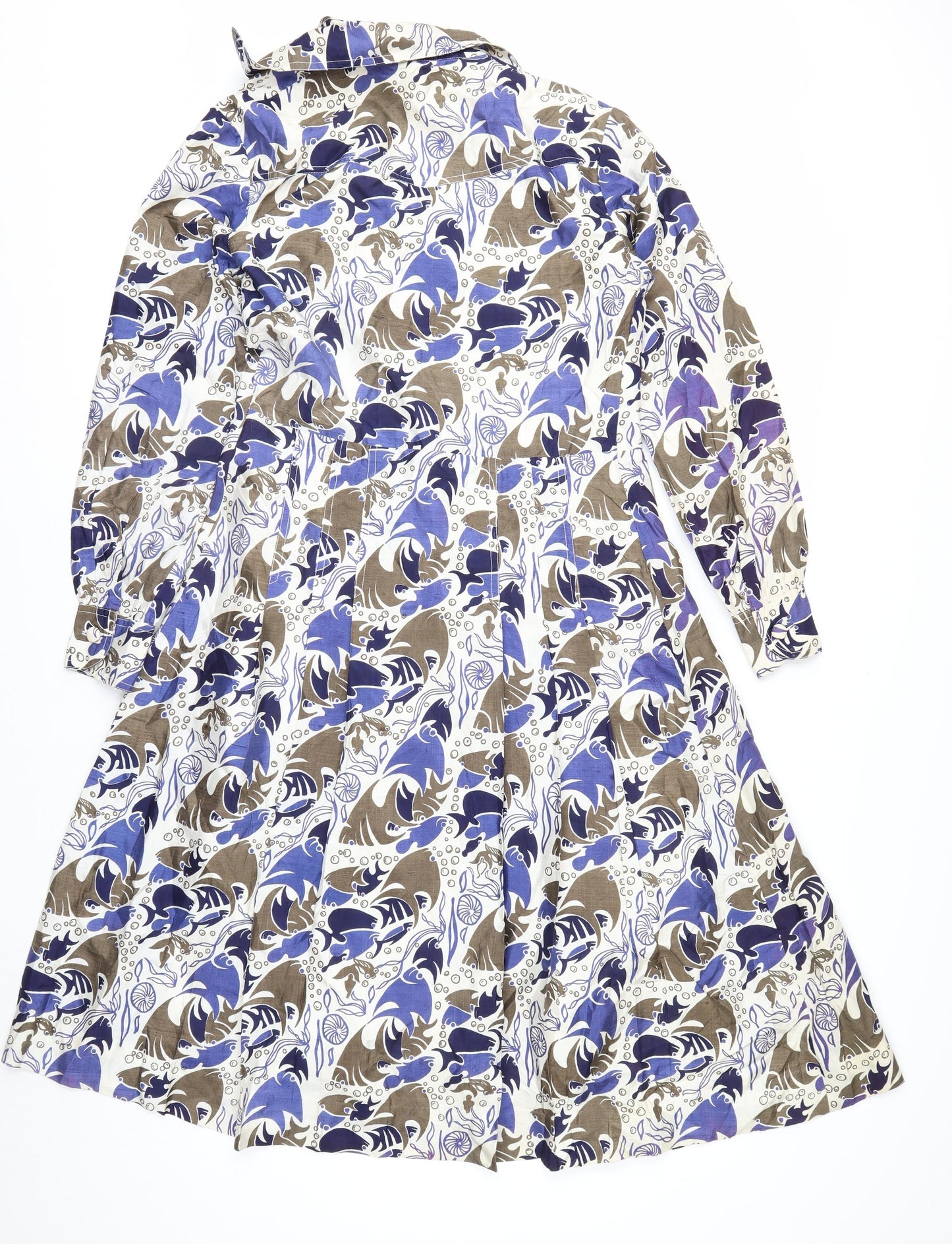 Khanitha Women’s Multicoloured Long Cotton Belted Overcoat Size 12