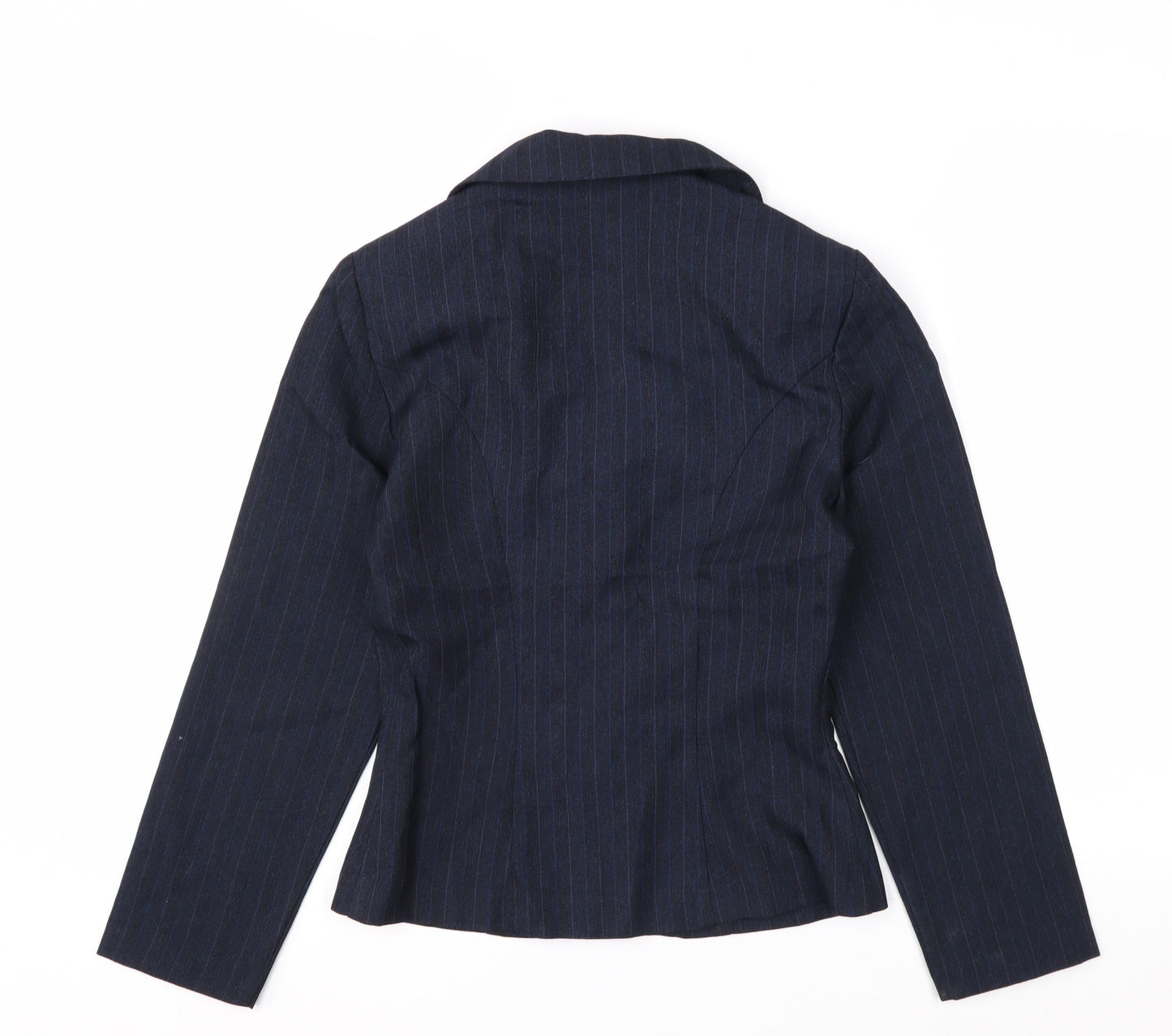 R Petites Navy Pinstripe Petite Blazer Womens Size 2 Wool Blend